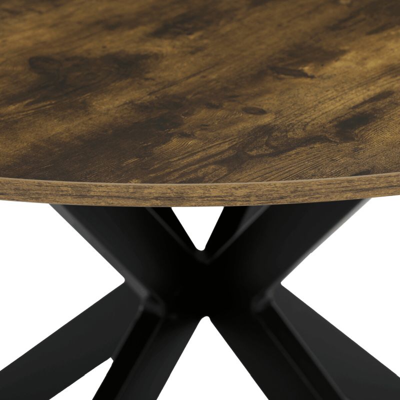 Jedálenský stôl, okrúhly, 120cm, MDF, kov, staré drevo, HT-F4120 OLW