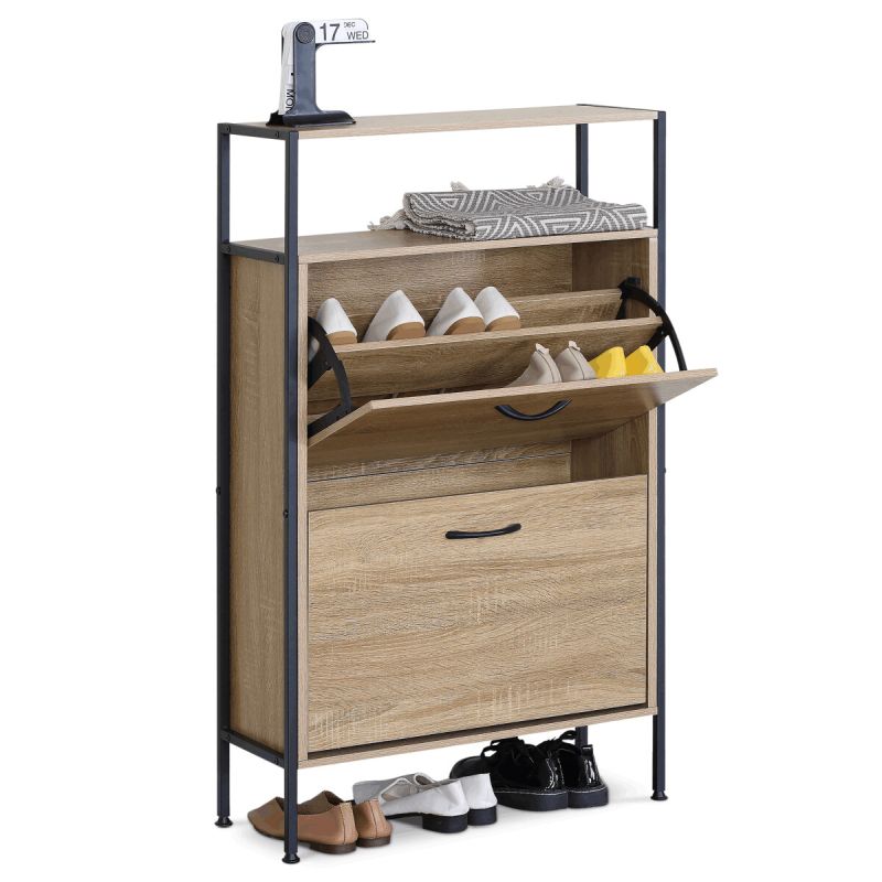 Botník, 63cm, MDF dub, kov, ABO-G1007 OAK