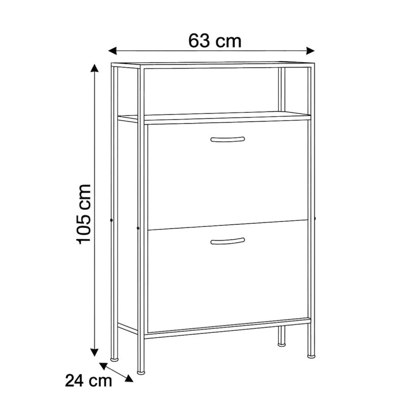 Botník, 63cm, MDF dub, kov, ABO-G1007 OAK