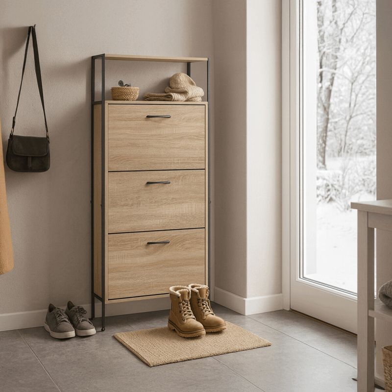Botník, 63cm, MDF dub, kov, ABO-G1009 OAK