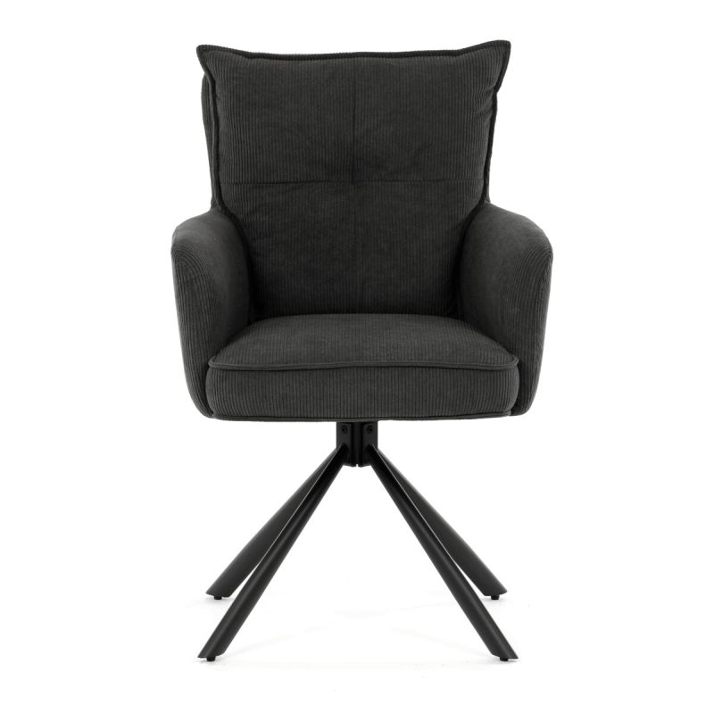 Jedálenská stolička, sivá, manšestrová, látka, HC-X1128 GREY2