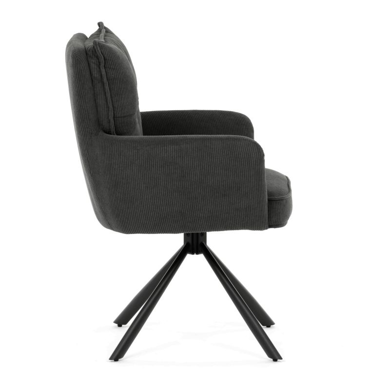 Jedálenská stolička, sivá, manšestrová, látka, HC-X1128 GREY2