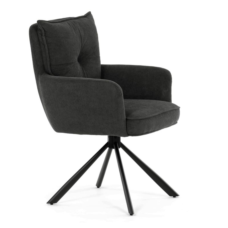 Jedálenská stolička, sivá, manšestrová, látka, HC-X1128 GREY2