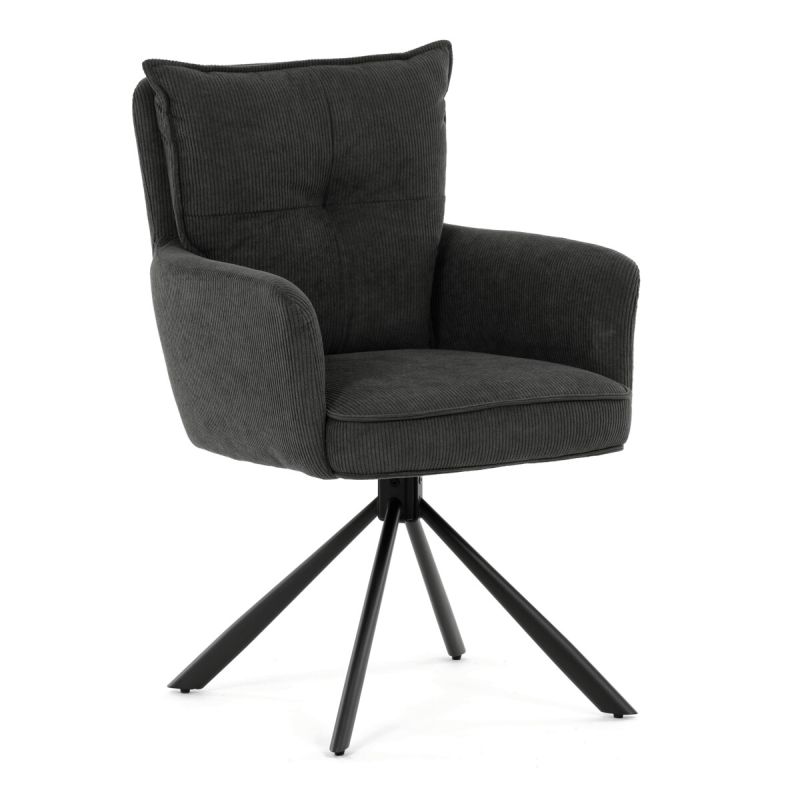 Jedálenská stolička, sivá, manšestrová, látka, HC-X1128 GREY2