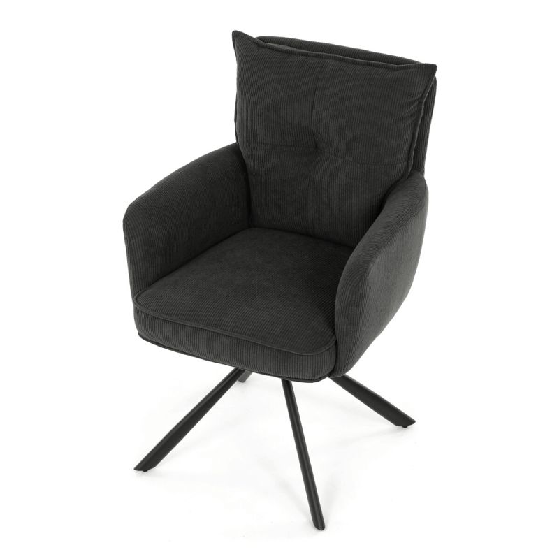 Jedálenská stolička, sivá, manšestrová, látka, HC-X1128 GREY2