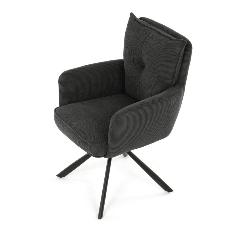 Jedálenská stolička, sivá, manšestrová, látka, HC-X1128 GREY2