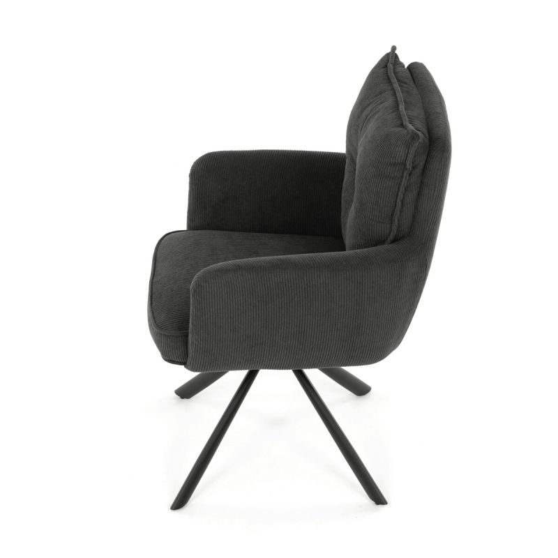 Jedálenská stolička, sivá, manšestrová, látka, HC-X1128 GREY2