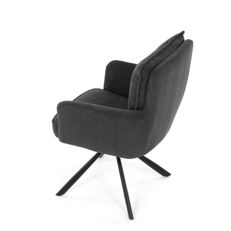 Jedálenská stolička, sivá, manšestrová, látka, HC-X1128 GREY2