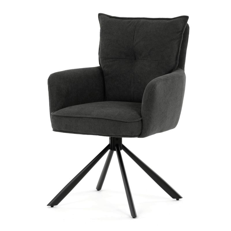 Jedálenská stolička, sivá, manšestrová, látka, HC-X1128 GREY2