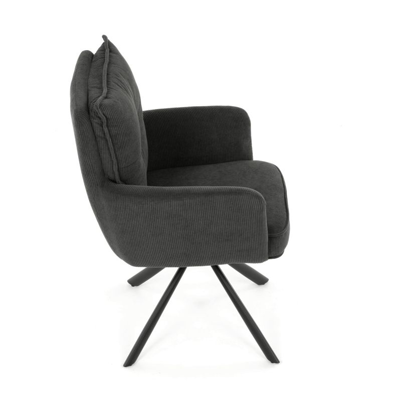 Jedálenská stolička, sivá, manšestrová, látka, HC-X1128 GREY2