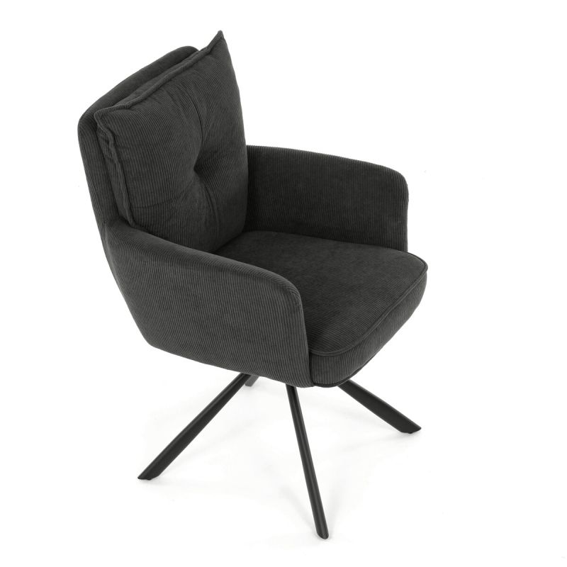 Jedálenská stolička, sivá, manšestrová, látka, HC-X1128 GREY2