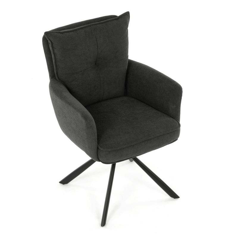 Jedálenská stolička, sivá, manšestrová, látka, HC-X1128 GREY2
