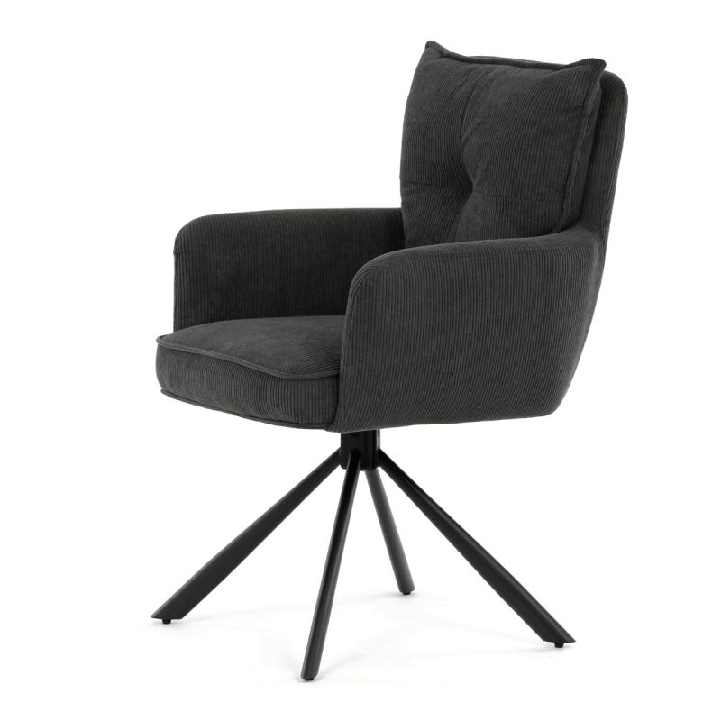 Jedálenská stolička, sivá, manšestrová, látka, HC-X1128 GREY2