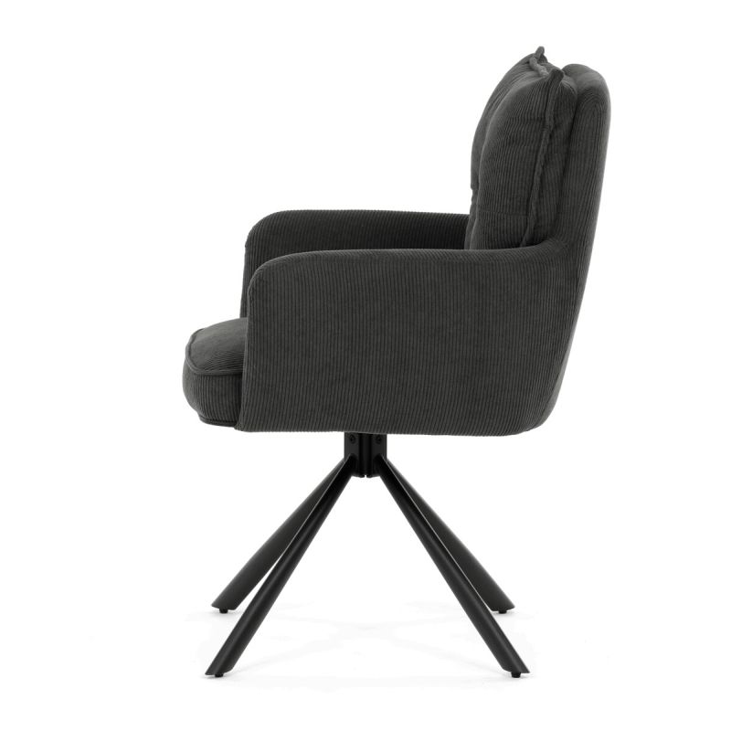 Jedálenská stolička, sivá, manšestrová, látka, HC-X1128 GREY2