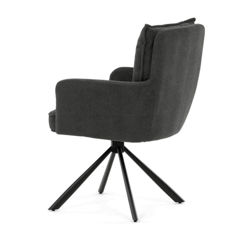 Jedálenská stolička, sivá, manšestrová, látka, HC-X1128 GREY2
