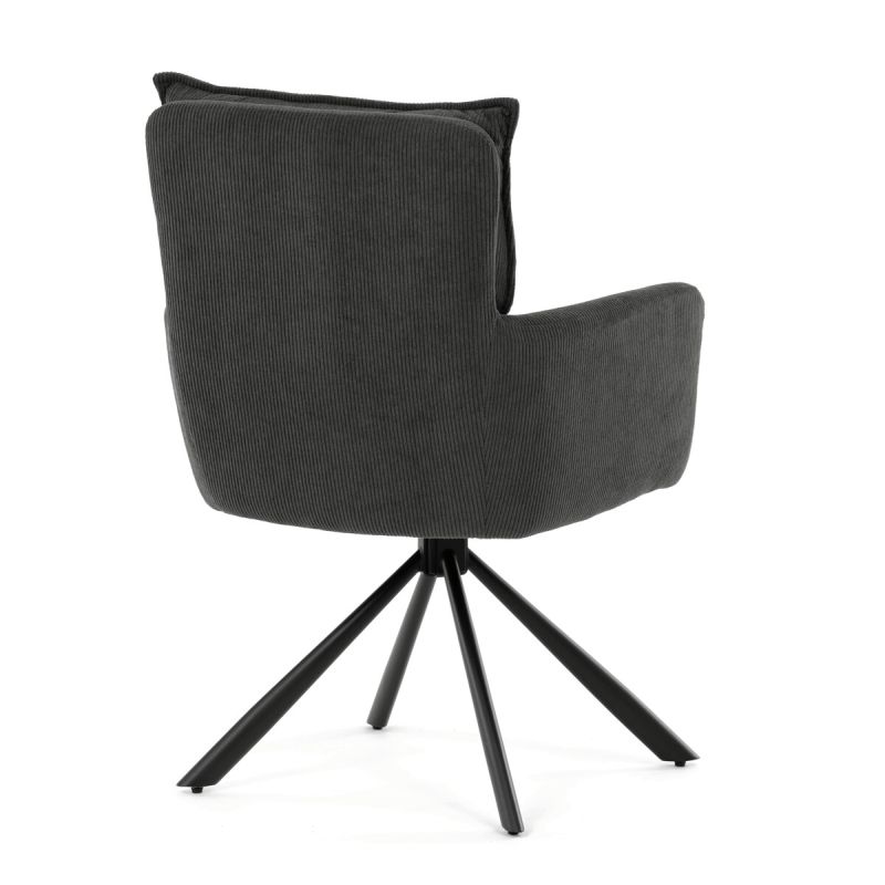 Jedálenská stolička, sivá, manšestrová, látka, HC-X1128 GREY2