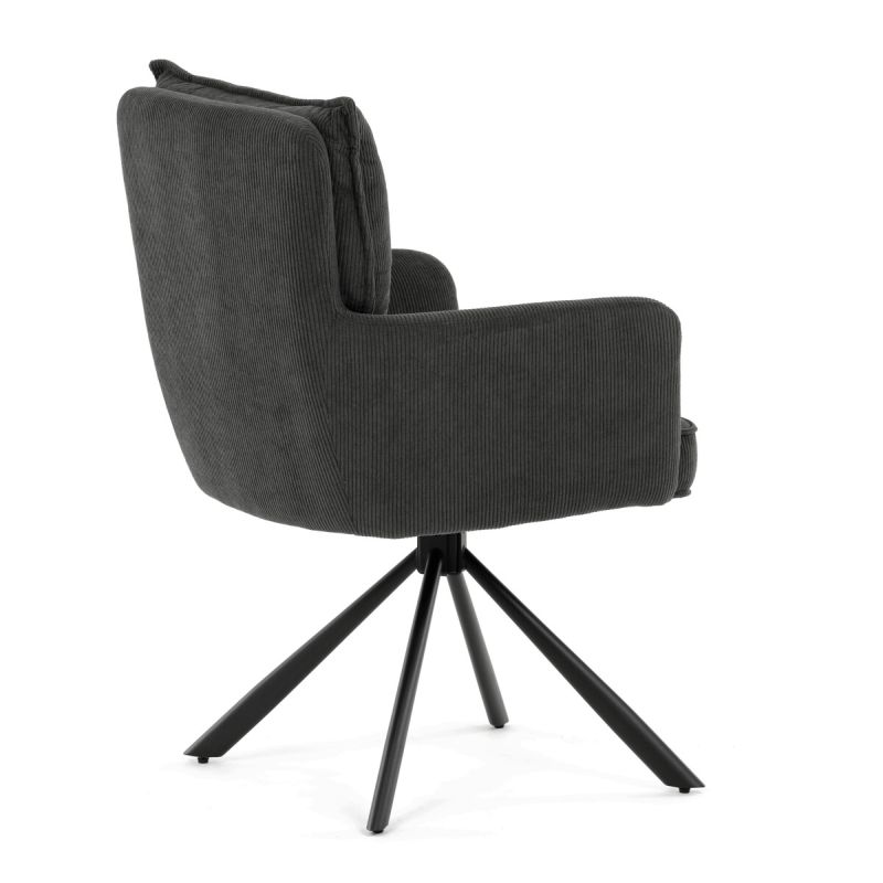 Jedálenská stolička, sivá, manšestrová, látka, HC-X1128 GREY2