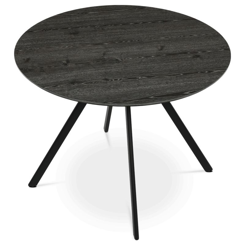 Jedálenský stôl, okrúhly, 100cm, lamino, kov, sivý dub, HT-R5010 GREY