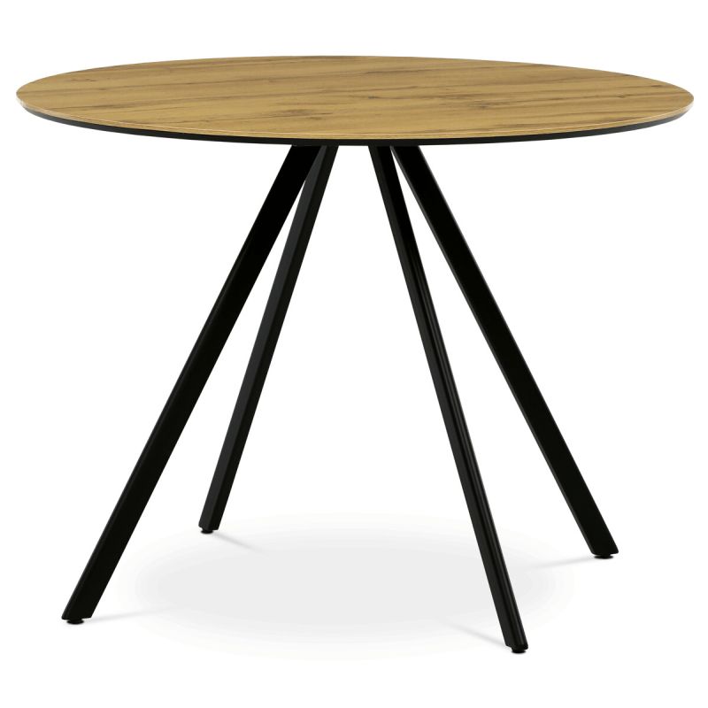 Jedálenský stôl, okrúhly, 100cm, lamino, kov, dub, HT-R5010 OAK