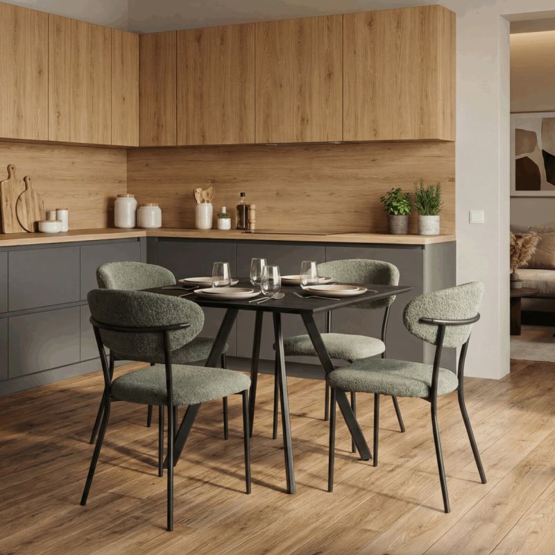 Jedálenský stôl 90x90cm, lamino, kov, sivý dub, HT-R5190 GREY