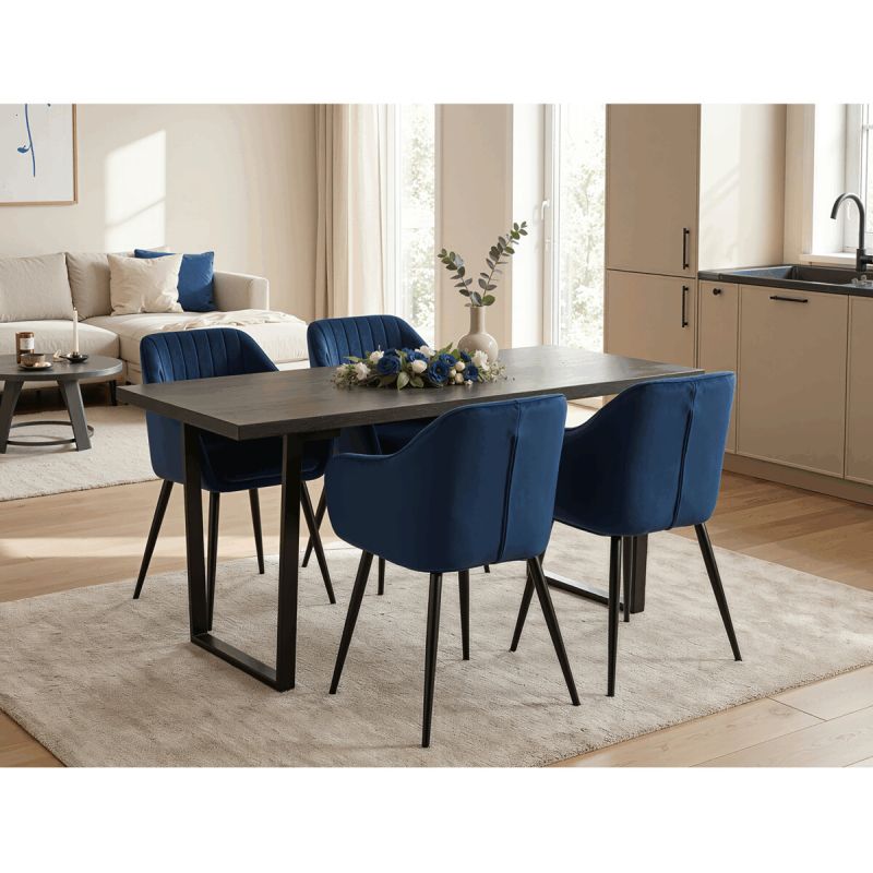 Jedálenský stôl 160x80cm, lamino, kov, sivý dub, HT-R5216 GREY