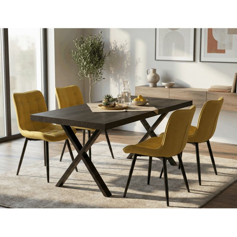 Jedálenský stôl 180x90cm, lamino, kov, dub, HT-R5316 GREY