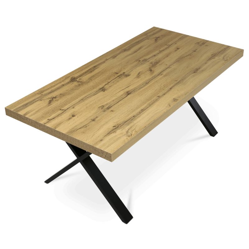 Jedálenský stôl 180x90cm, lamino, kov, dub, HT-R5316 OAK