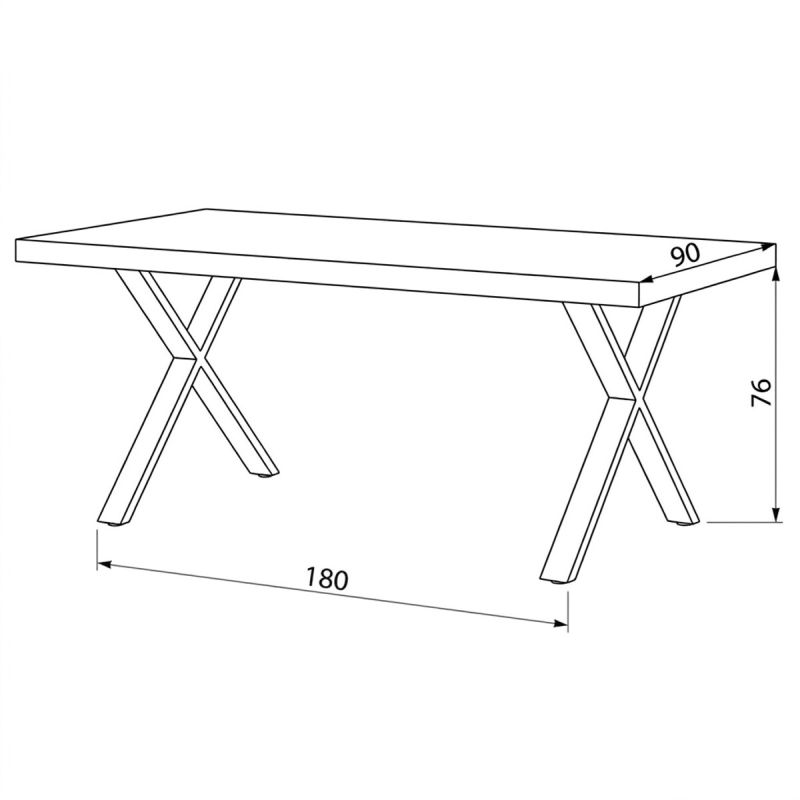 Jedálenský stôl 180x90cm, lamino, kov, dub, HT-R5316 OAK