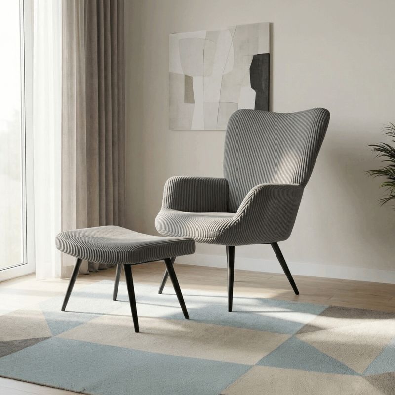 Relaxačné kreslo, sivá, menšestrová, látka, AK-L7285 GREY6