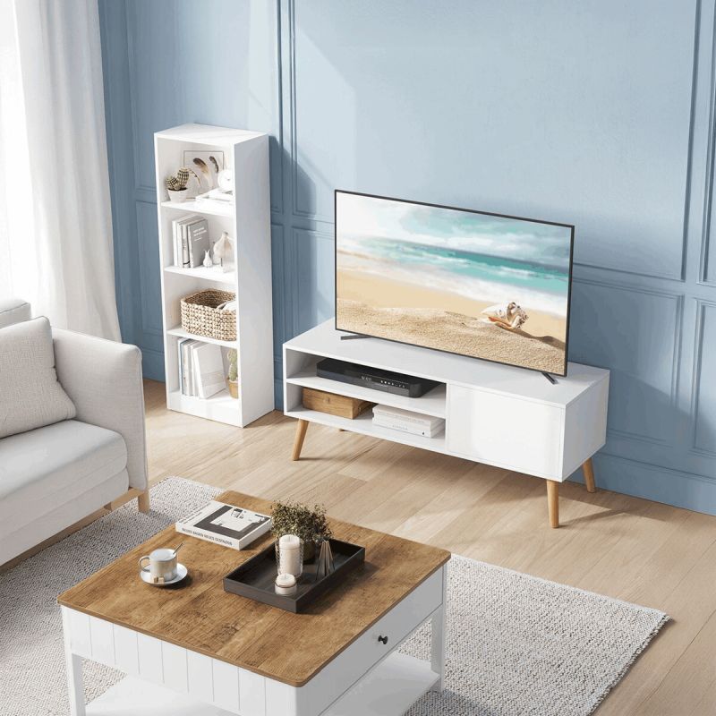 Televízny stolík, 120cm, MDF biela, AKF-E1146 WT
