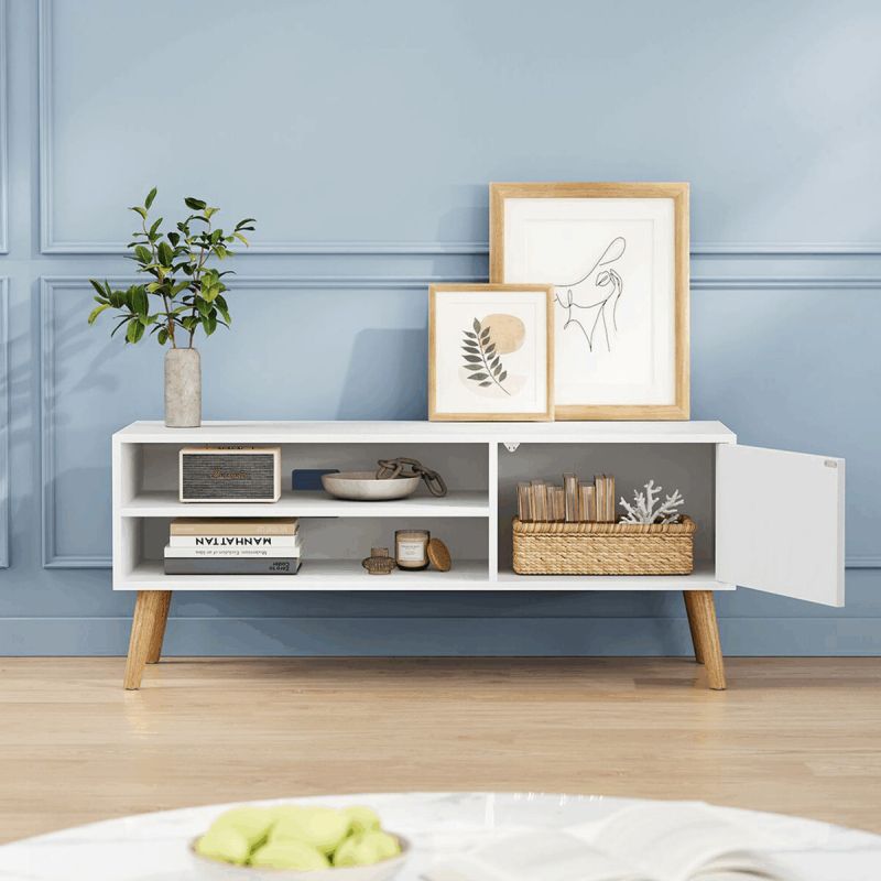Televízny stolík, 120cm, MDF biela, AKF-E1146 WT