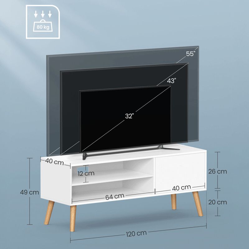 Televízny stolík, 120cm, MDF biela, AKF-E1146 WT