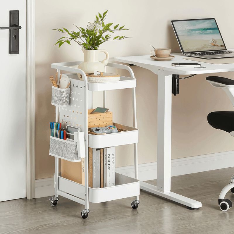 Pojazdný úložný vozík, 43cm, biely, APV-E1037 WT