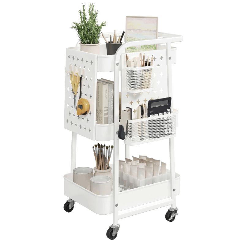 Pojazdný úložný vozík, 43cm, biely, APV-E1037 WT