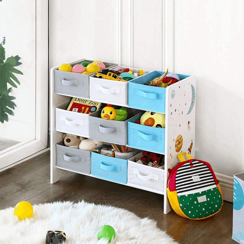 Regál na hračky, 63cm, MDF viacfarebná, AUR-E1033 WT
