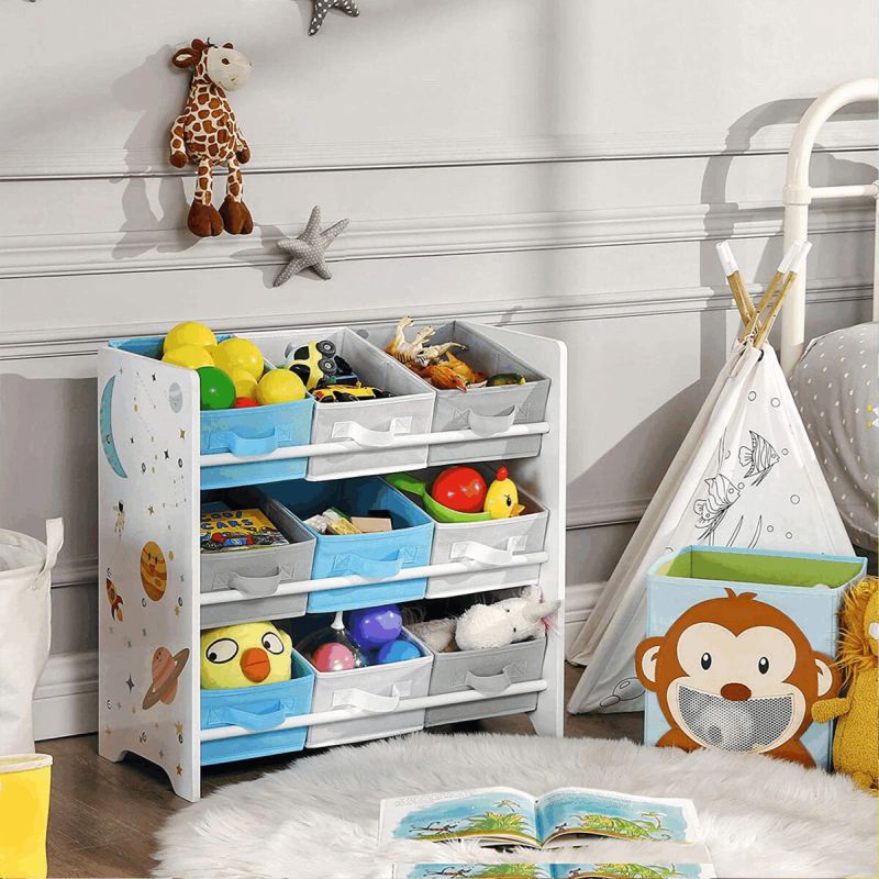 Regál na hračky, 63cm, MDF viacfarebná, AUR-E1033 WT