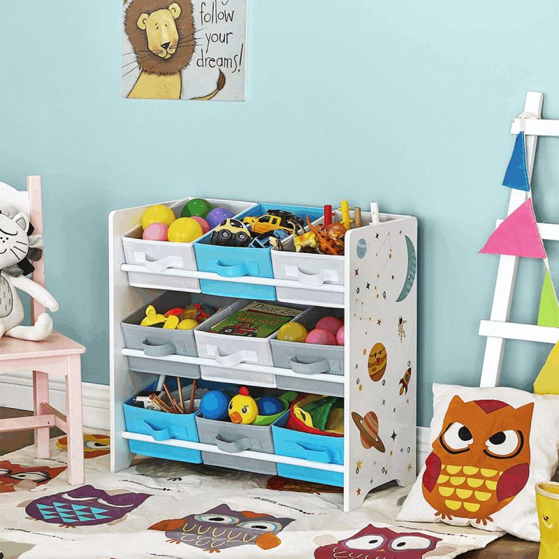 Regál na hračky, 63cm, MDF viacfarebná, AUR-E1033 WT