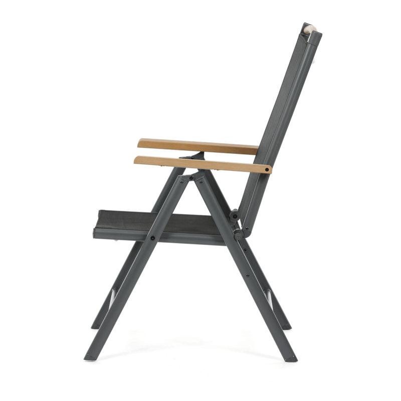 Záhradná stolička, hliník, sieťovina, sivá, AZC-W1408 GREY