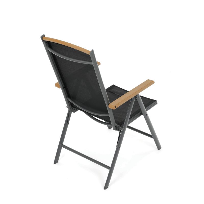 Záhradná stolička, hliník, sieťovina, sivá, AZC-W1408 GREY