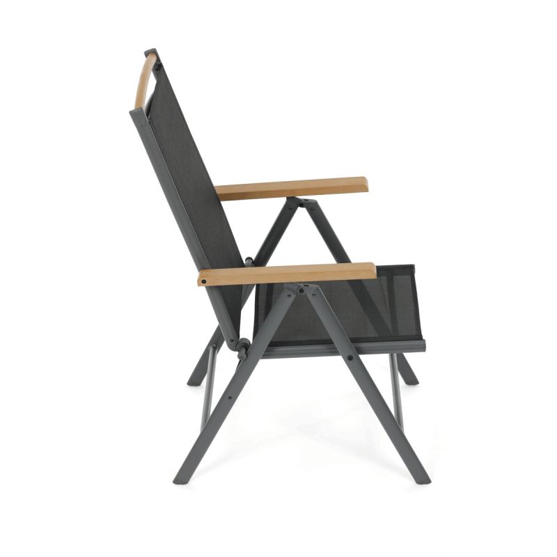 Záhradná stolička, hliník, sieťovina, sivá, AZC-W1408 GREY