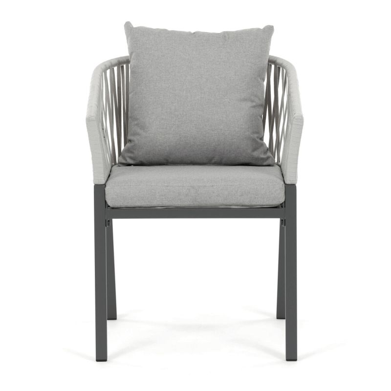 Záhradná stolička, kov, polyratan, sivá, AZC-S1430 GREY