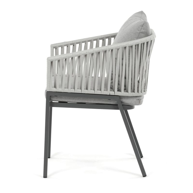 Záhradná stolička, kov, polyratan, sivá, AZC-S1430 GREY
