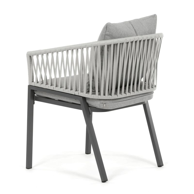 Záhradná stolička, kov, polyratan, sivá, AZC-S1430 GREY