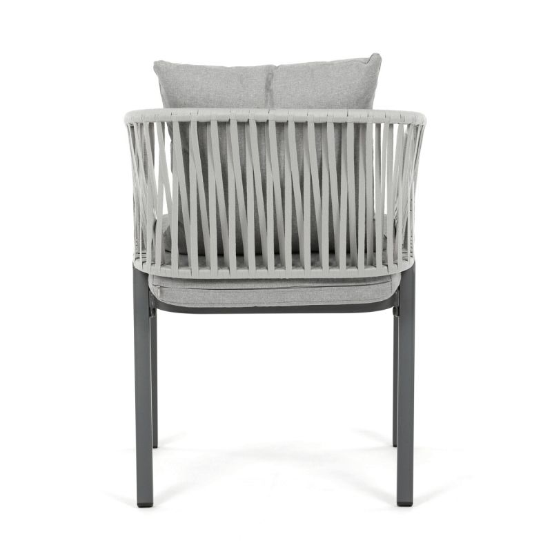 Záhradná stolička, kov, polyratan, sivá, AZC-S1430 GREY