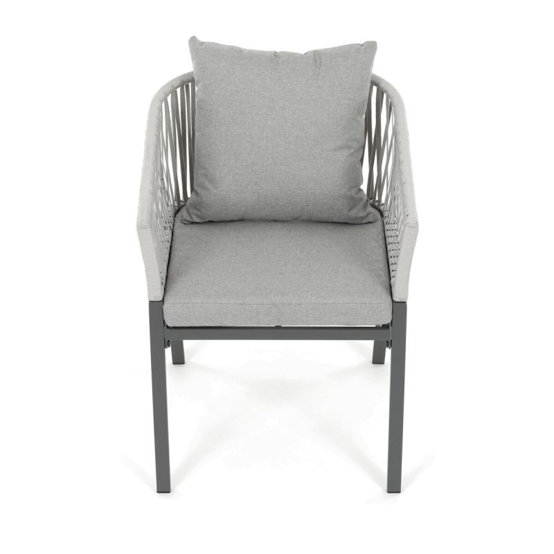 Záhradná stolička, kov, polyratan, sivá, AZC-S1430 GREY