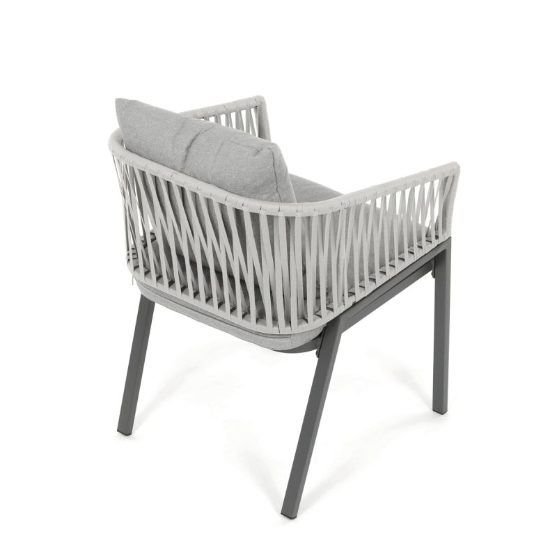 Záhradná stolička, kov, polyratan, sivá, AZC-S1430 GREY