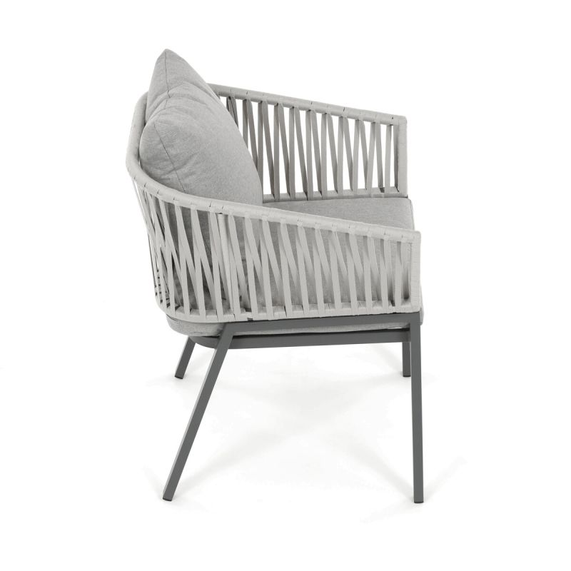 Záhradná stolička, kov, polyratan, sivá, AZC-S1430 GREY