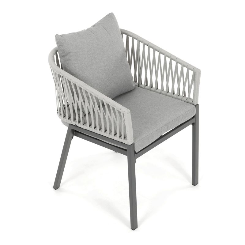 Záhradná stolička, kov, polyratan, sivá, AZC-S1430 GREY