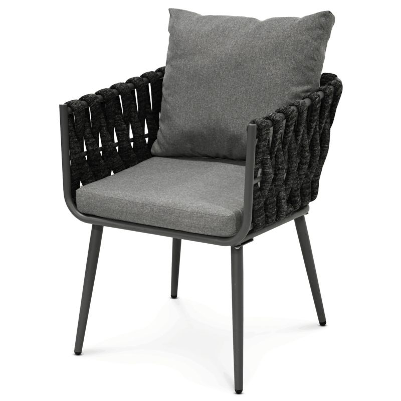 Záhradná stolička, kov, látka, sivá, AZC-1105 GREY