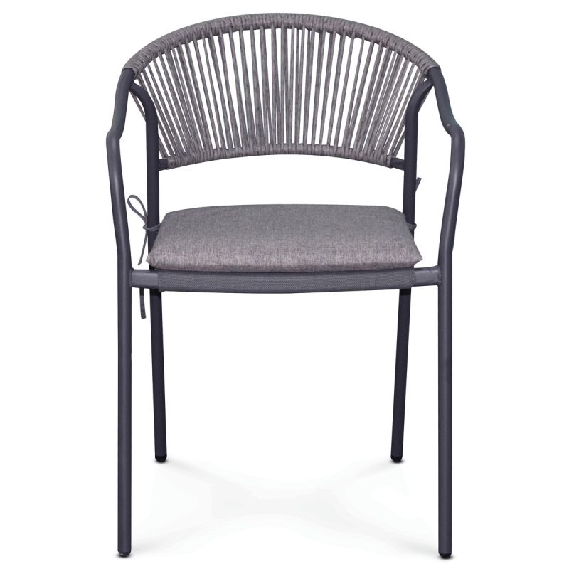 Záhradná stolička, kov, polyratan, sivá, AZC-L1352 GREY